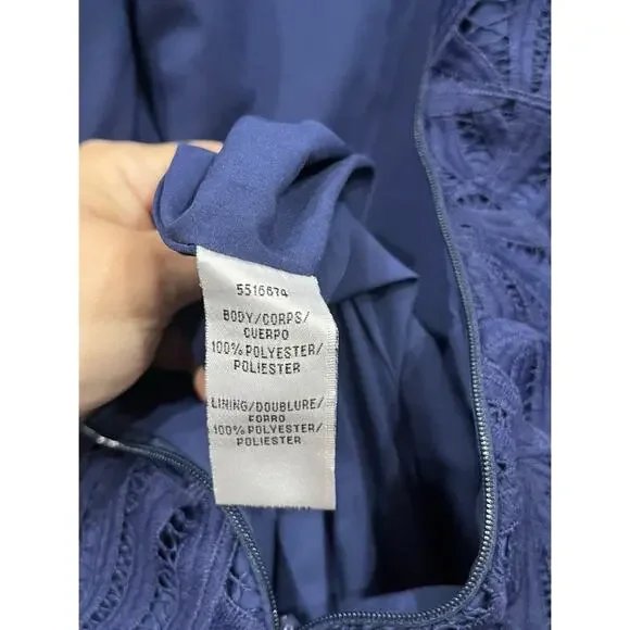 Kay Unger Portia Tea Length Dress in Midnight Blue - Picture 9 of 16